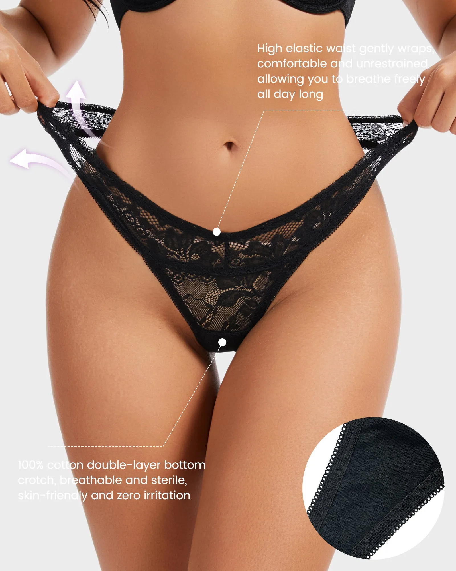 Elegant Comfort Floral Lace Thong (6 Pack) sold by She Curve product image thumbnail 4