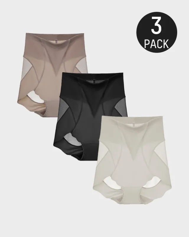 High-Waist Invisible Mesh Strong Shaping Panties (3 Pack) sold by She Curve