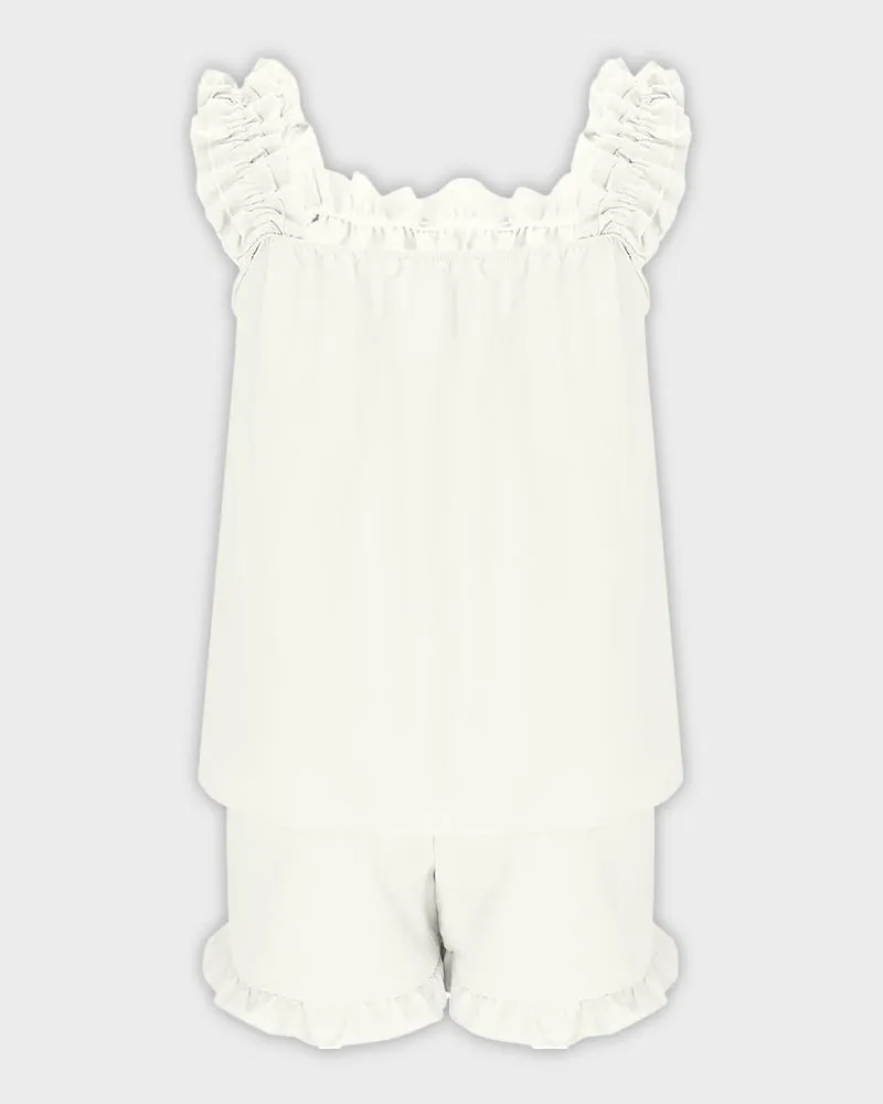 2-Piece Soft Pajama Set with Ruffle Tank Top & Shorts sold by She Curve product image thumbnail 4