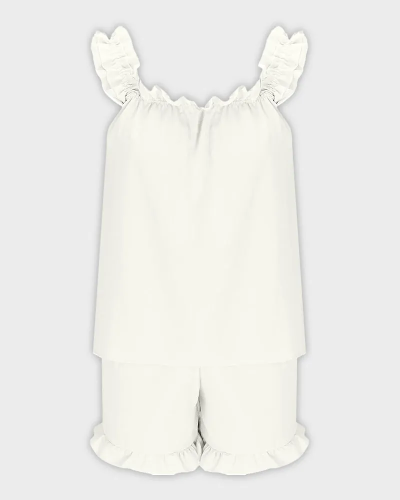 2-Piece Soft Pajama Set with Ruffle Tank Top & Shorts sold by She Curve product image thumbnail 5