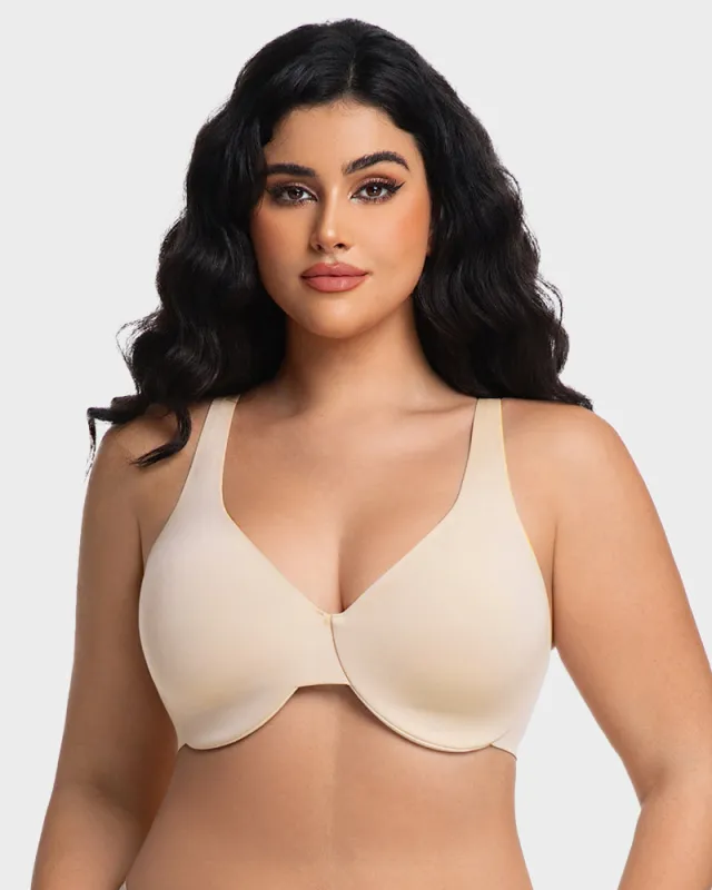 Underwire Adjustable Deep V-neck Bra sold by She Curve