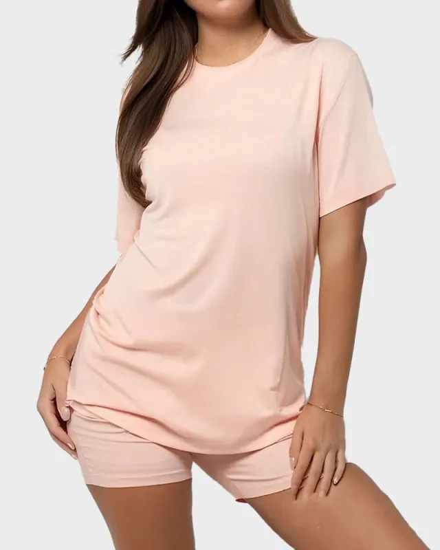 Ultra-Soft Oversized Lounge Tee & Shorts Set with Pockets sold by She Curve