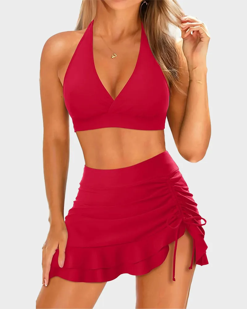 Two-Piece High-Waisted Halter V-Neck Bikini Set sold by She Curve product image thumbnail 5