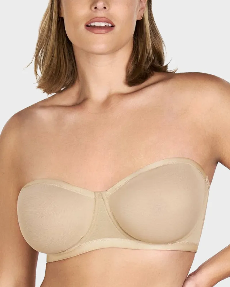Strapless Mesh Underwire Balconette Bra sold by She Curve product image thumbnail 3