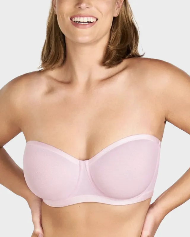 Strapless Mesh Underwire Balconette Bra sold by She Curve