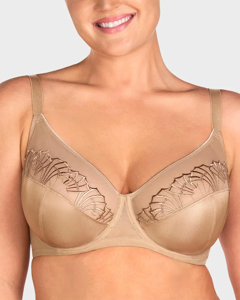 Plus-Size Pearl Shimmer Lace Minimizer Bra sold by She Curve product image thumbnail 4