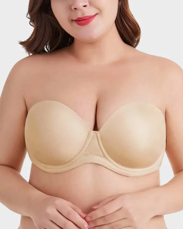 Versatile Underwire Bandeau Bra With Removable Straps made by She Curve