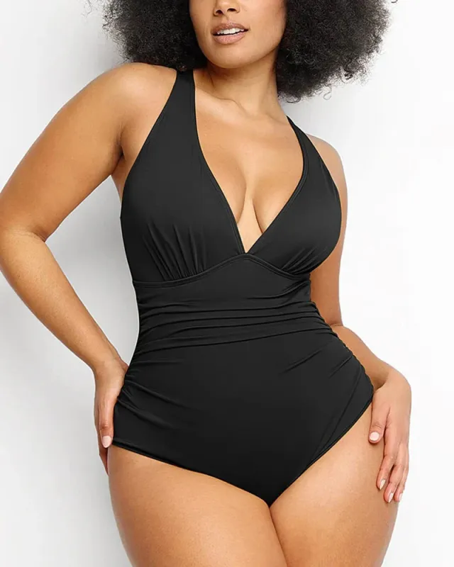 Smart Sculpt Plunge Swimsuit Flatter Your Figure sold by She Curve