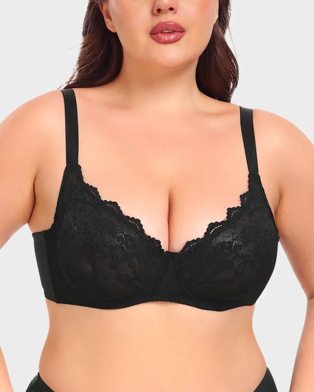 Lace Plunge Push-Up Bra sold by She Curve