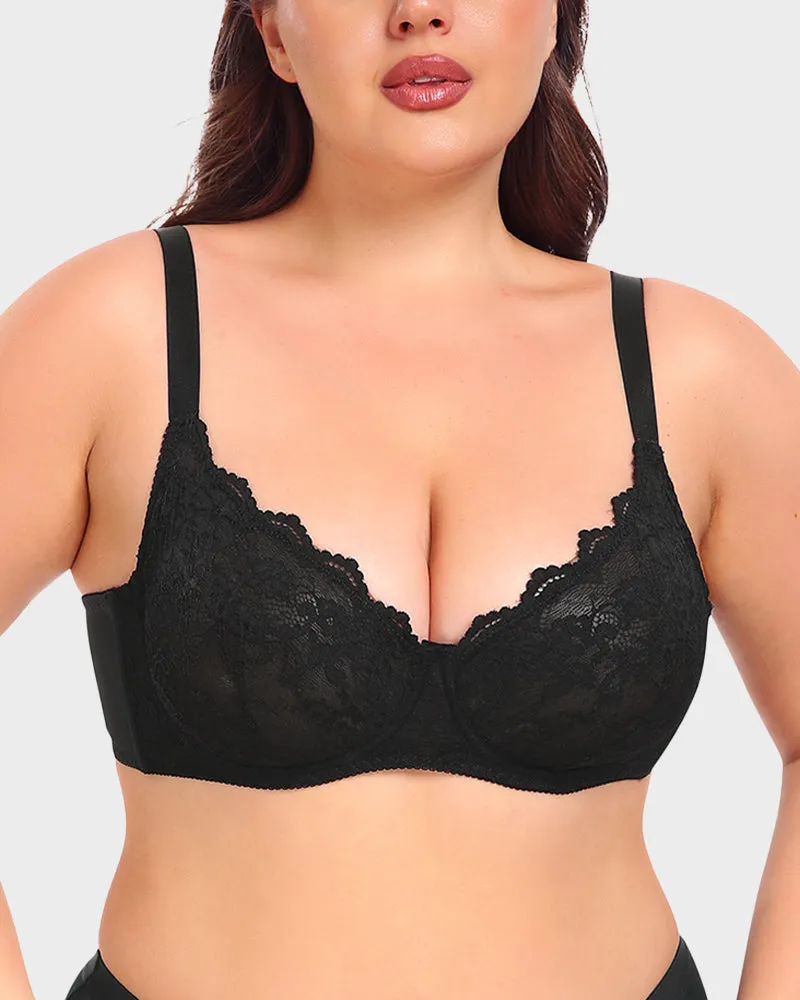 Lace Plunge Push-Up Bra sold by She Curve