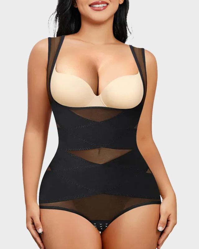 Open Bust Cross Compression Body Shaper sold by She Curve