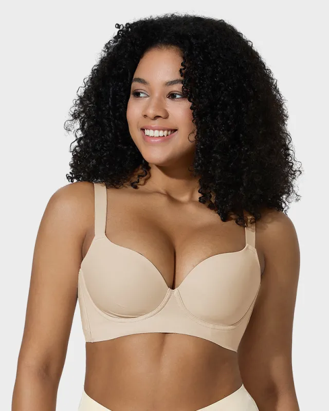 Back Smoothing Push-Up Plunge Bra made by She Curve