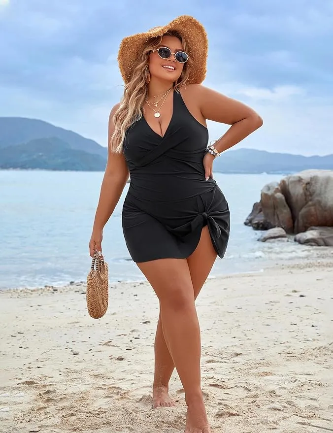 Plus Size One Piece Swim Dress Swimsuit Tummy Control Bathing Suits sold by She Curve product image thumbnail 2