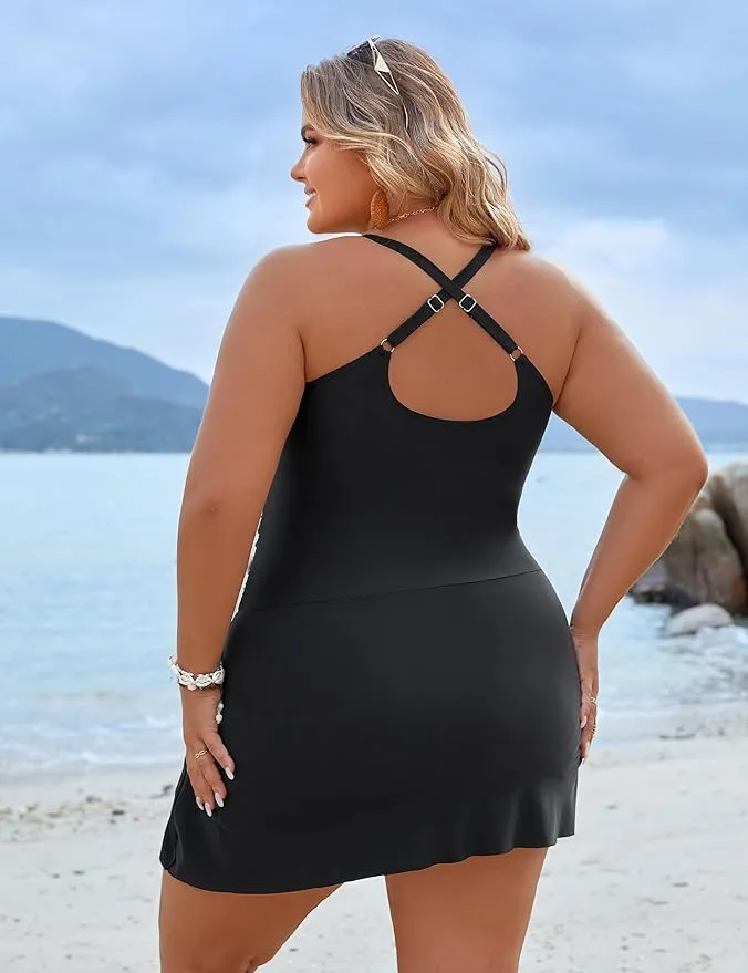 Plus Size One Piece Swim Dress Swimsuit Tummy Control Bathing Suits sold by She Curve product image thumbnail 3