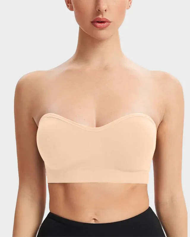 Non-Slip Bandeau Seamless Wireless Strapless Bra sold by She Curve