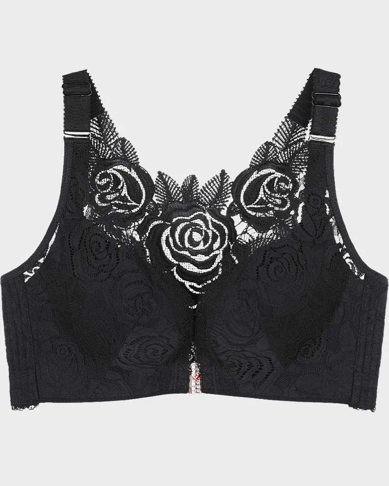 Rose Embroidery Front Closure Bra sold by She Curve product image thumbnail 5