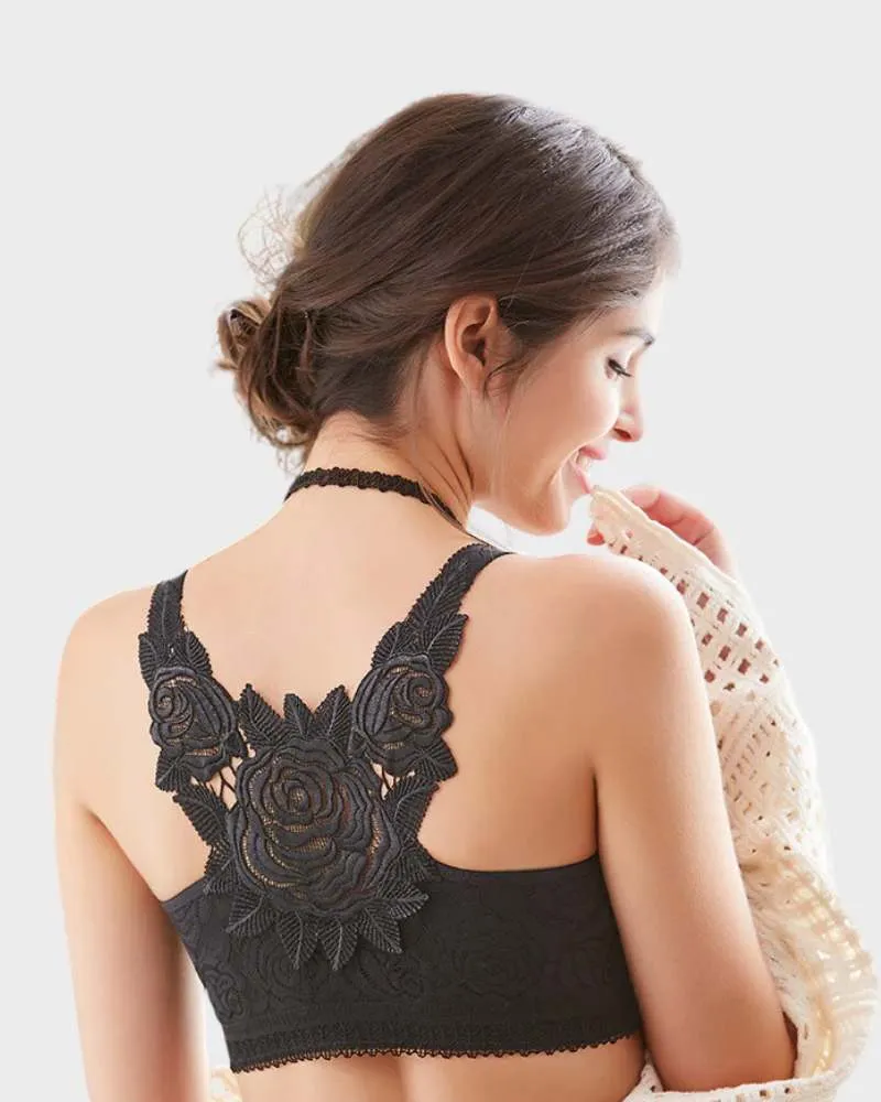 Rose Embroidery Front Closure Bra sold by She Curve product image thumbnail 2