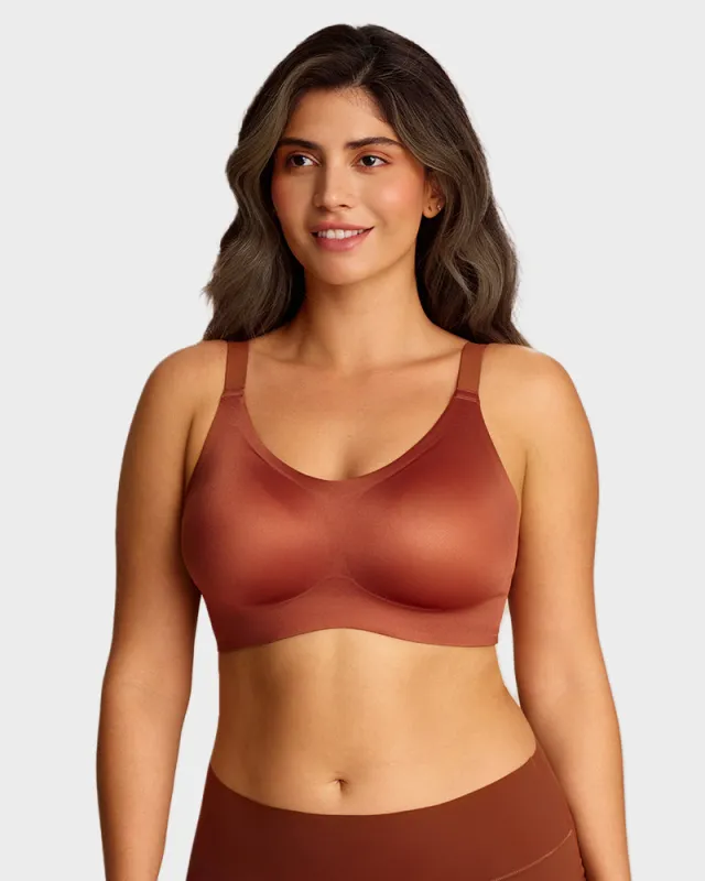 Luxury Satin Seamless Wireless Support Bra sold by She Curve