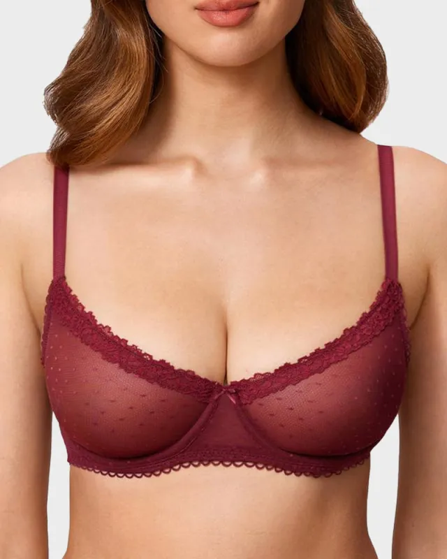 See-Through Lace Balconette Bra made by She Curve
