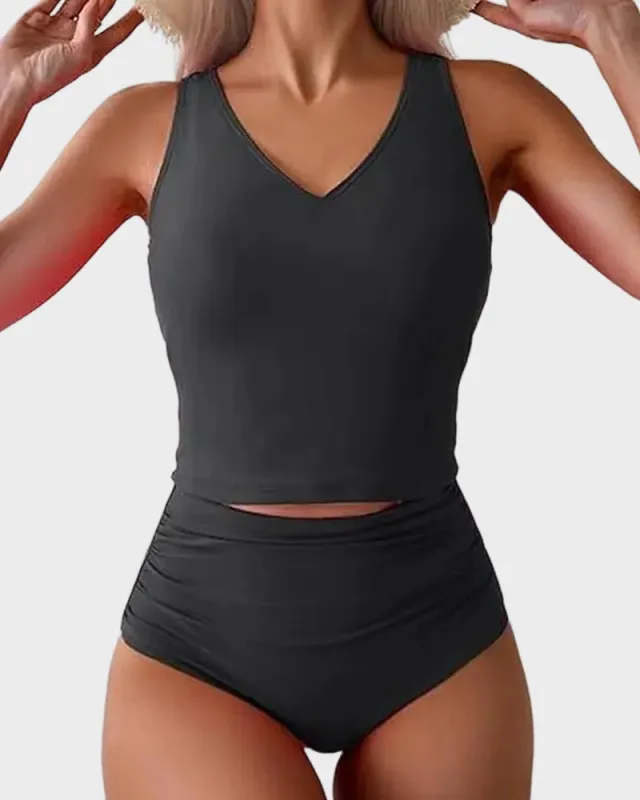 High Waist Two Piece Tank Swimsuit made by She Curve