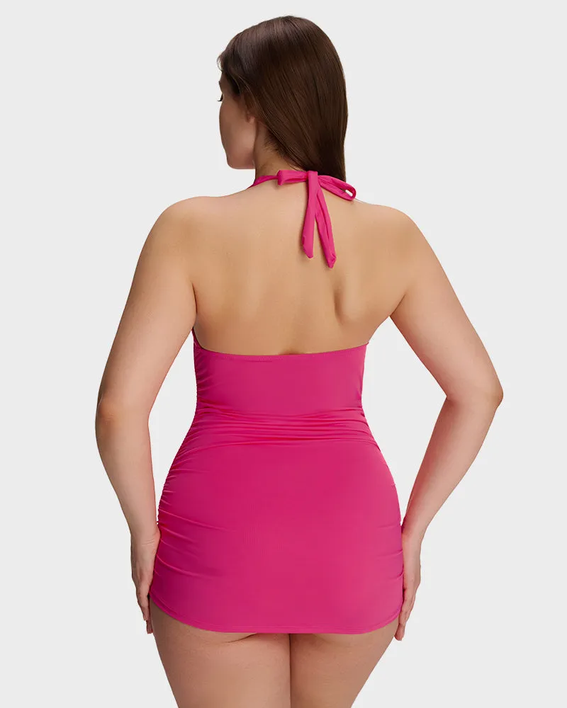 SculptSkin™ BackStage Halter V-Neck Swim Dress sold by She Curve product image thumbnail 4