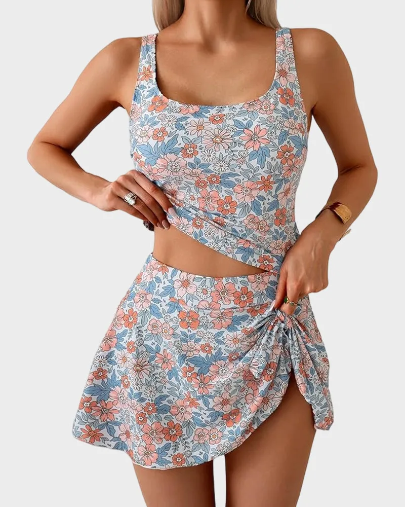Floral Tummy Control Tankini Set sold by She Curve