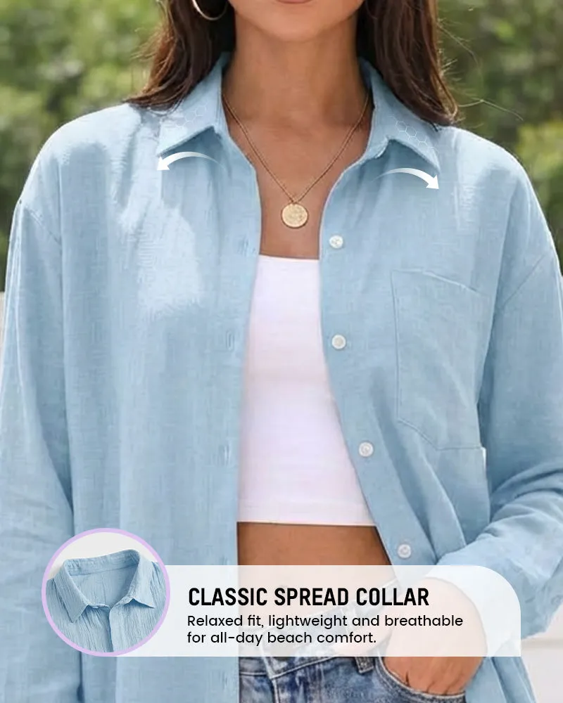 Lightweight Cotton Gauze Beach Cover-Up Shirt sold by She Curve product image thumbnail 5