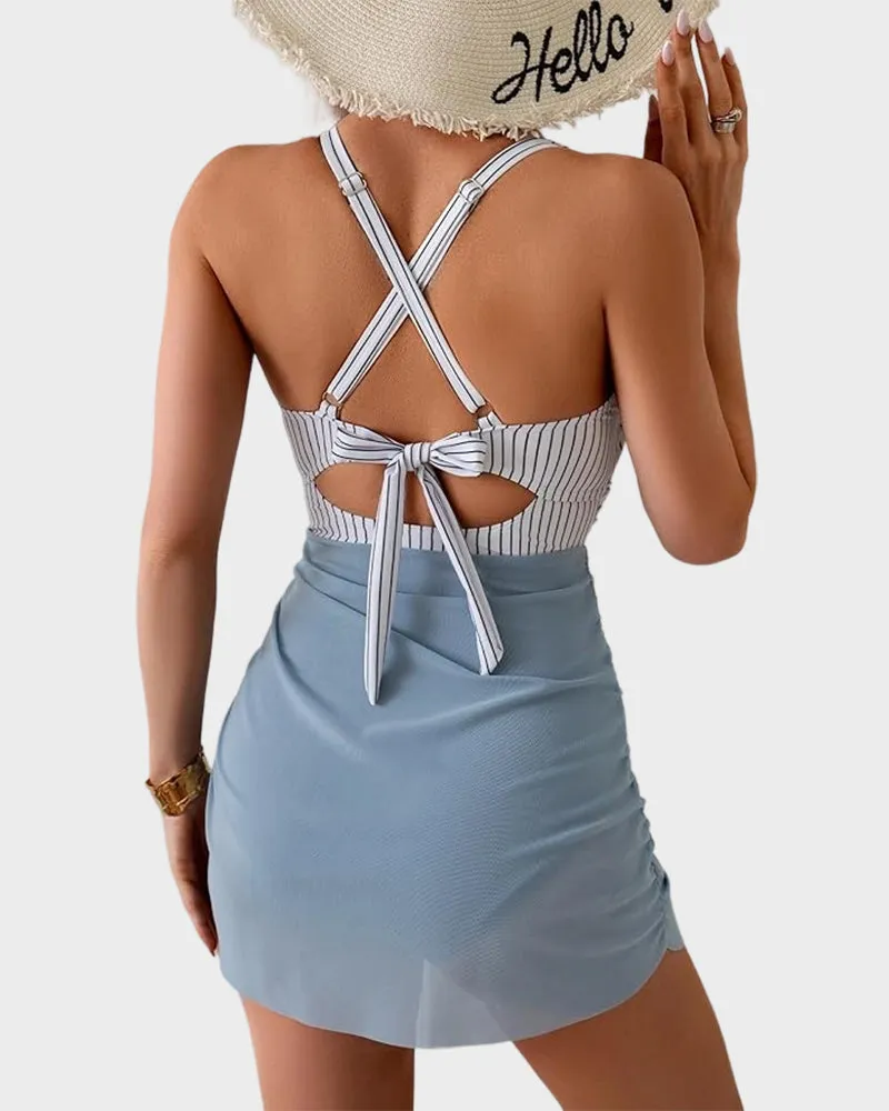 Mesh Cutout Tummy Control One-Piece Swimdress sold by She Curve product image thumbnail 4