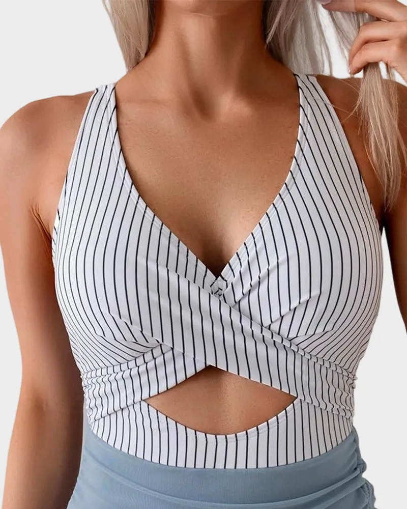 Mesh Cutout Tummy Control One-Piece Swimdress sold by She Curve product image thumbnail 5