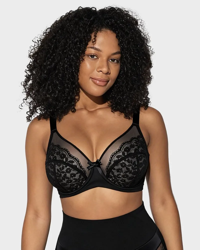 Breathable Lace Underwire Full Coverage Bra sold by She Curve