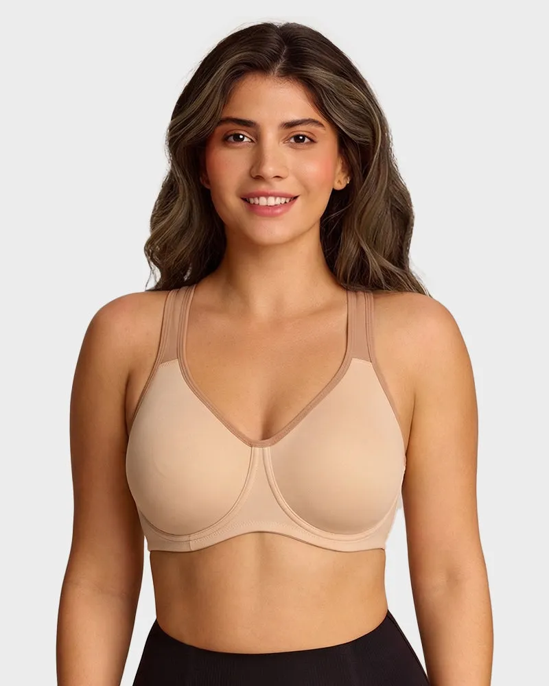 Unlined External Underwire Full Coverage Sports Bra sold by She Curve