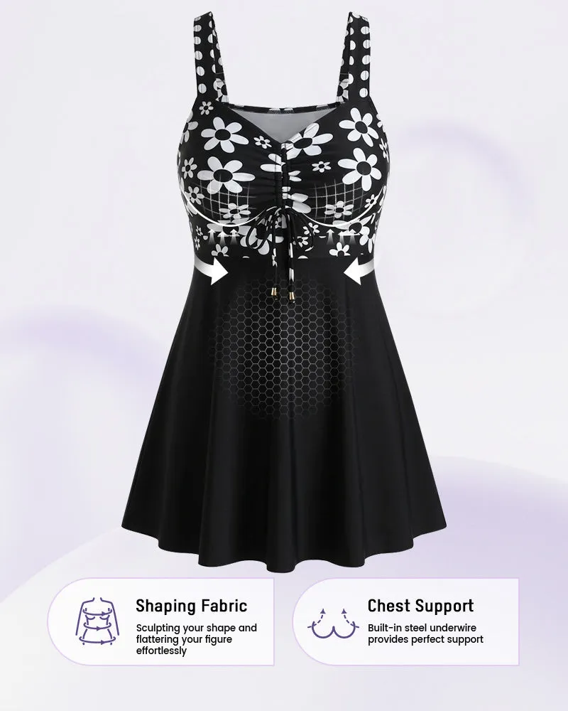 Sleeveless Floral Swimdress & Bottom Set with Adjustable Bust Tie sold by She Curve product image thumbnail 4