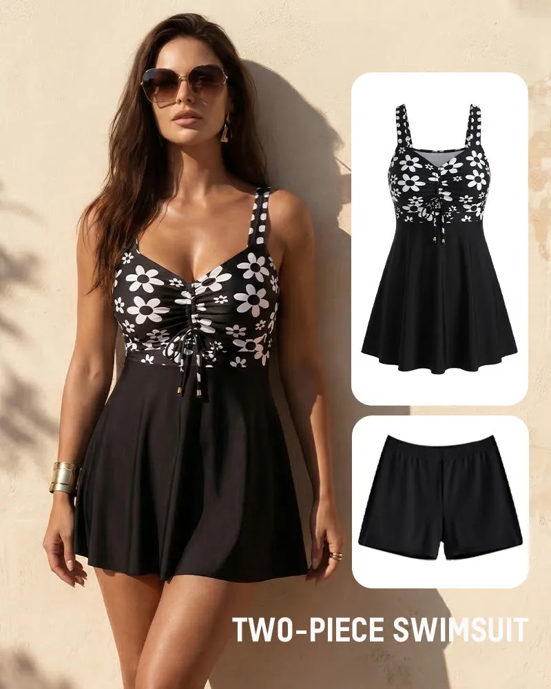 Sleeveless Floral Swimdress & Bottom Set with Adjustable Bust Tie sold by She Curve product image thumbnail 3