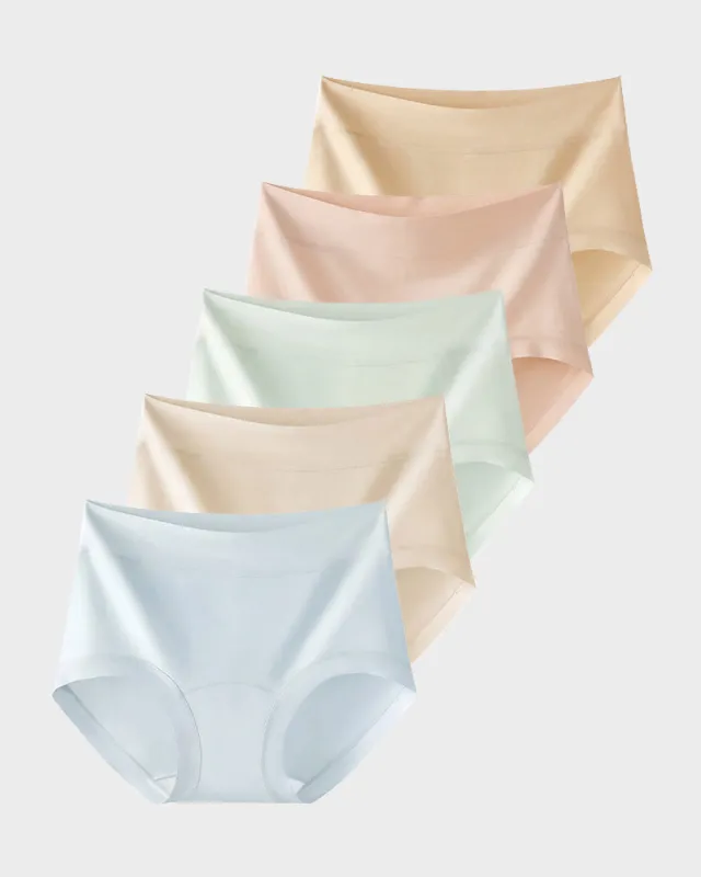 Seamless High-Waist Full Coverage Cotton Panty（5 pack） made by She Curve