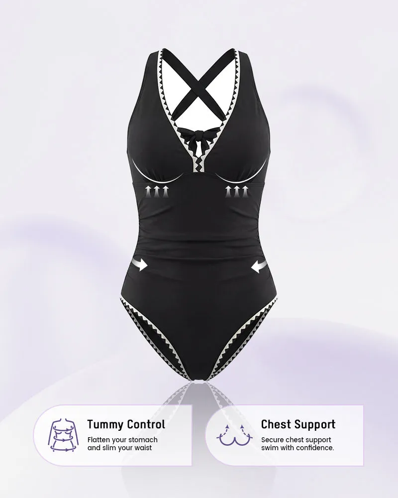 Deep V Sculpting One-Piece Swimsuit sold by She Curve product image thumbnail 2