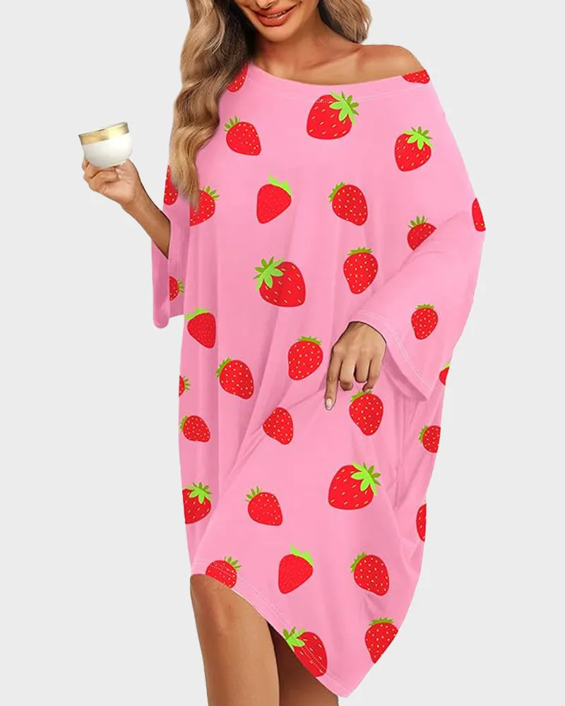Plus Size Ultra-Soft Oversized Shirt Sleepwear with Pockets sold by She Curve