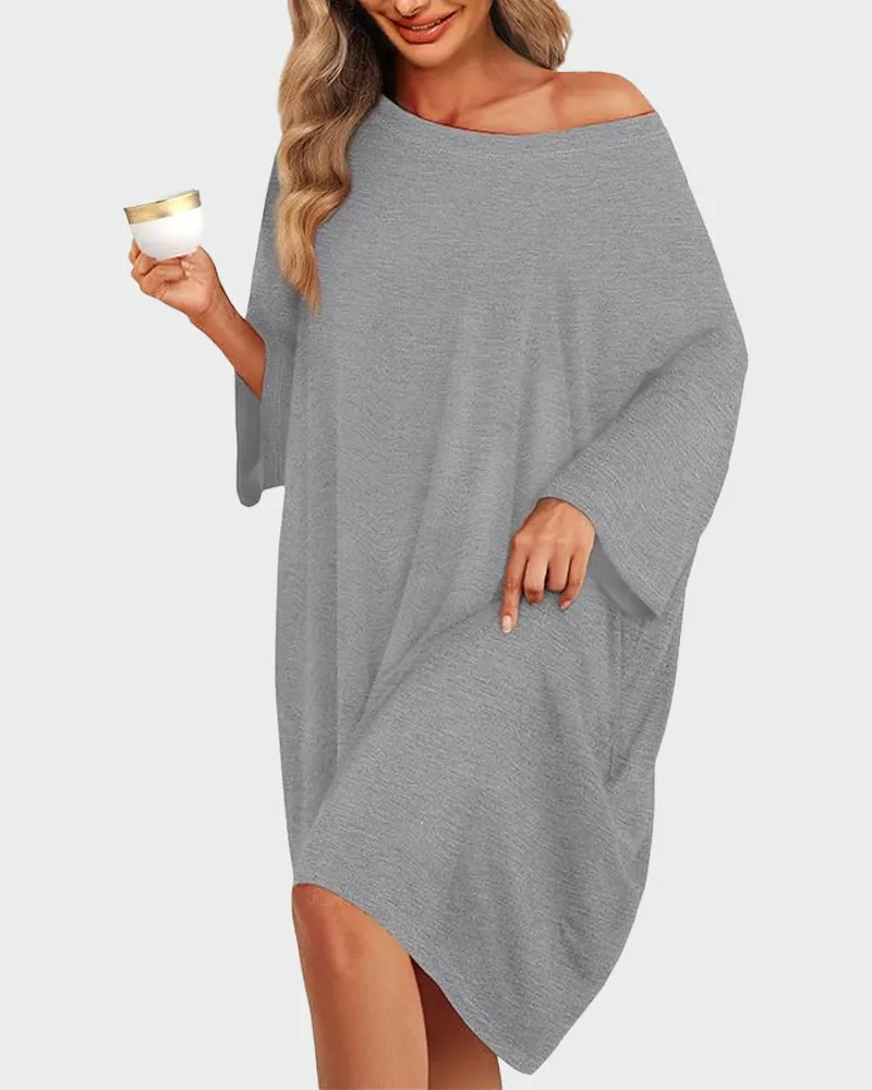 Plus Size Ultra-Soft Oversized Shirt Sleepwear with Pockets sold by She Curve product image thumbnail 5
