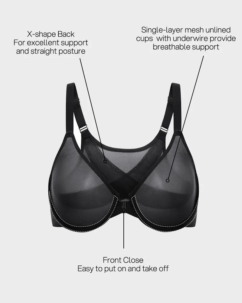 Front Closure Mesh Support Bra sold by She Curve product image thumbnail 4