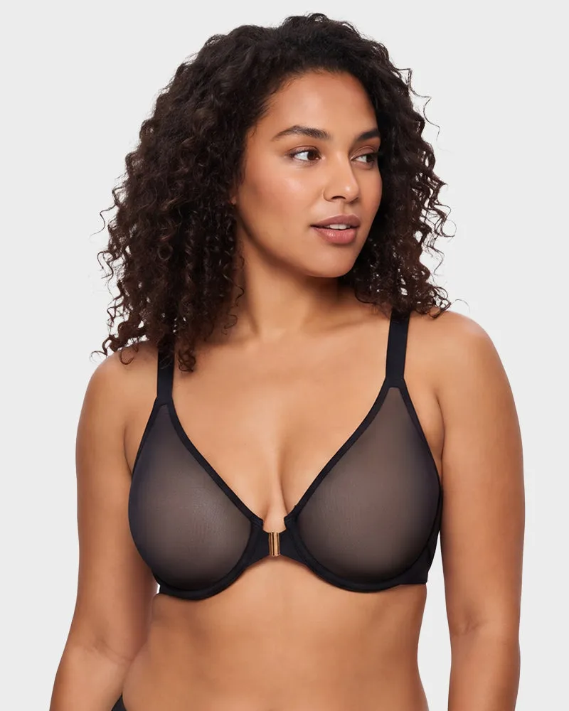 Front Closure Mesh Support Bra sold by She Curve