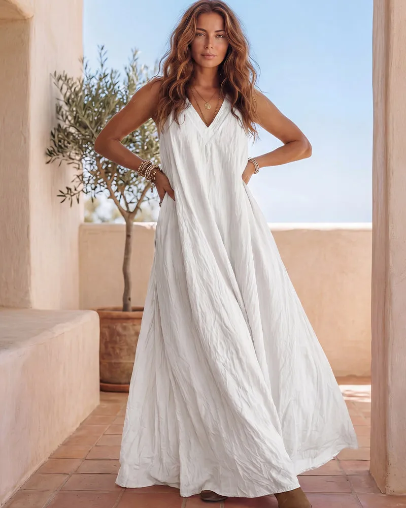 Flowy Boho V-Neck Halter Maxi Dress sold by She Curve product image thumbnail 5