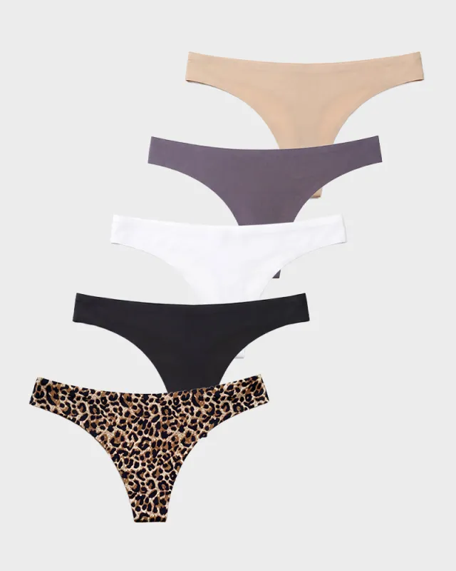 Seamless Ice Silk No-Show Thong(5 pack) made by She Curve