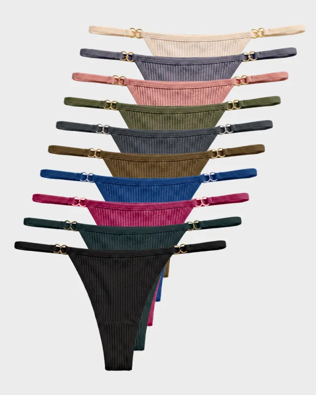 Ribbed Low-Rise Seamless Thong(10 Pack) made by She Curve
