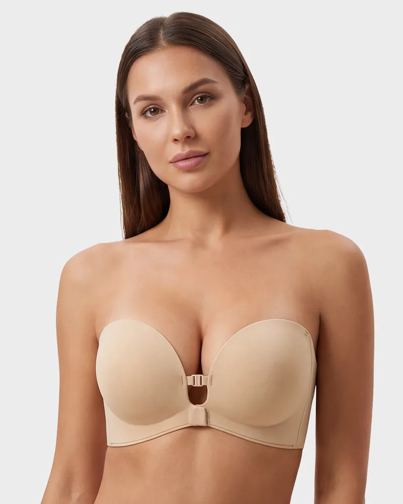 No-Slip Front Closure Push-Up Strapless Bra sold by She Curve