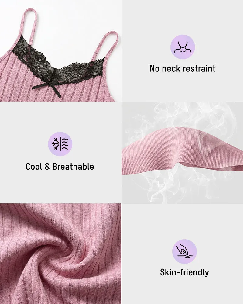Ribbed Lace Butterfly Back Romper Pajama Set sold by She Curve product image thumbnail 4