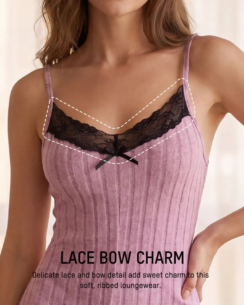 Ribbed Lace Butterfly Back Romper Pajama Set sold by She Curve product image thumbnail 2