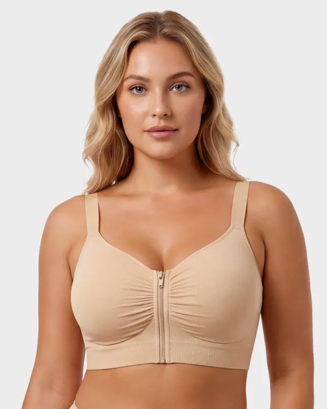 Front Zip No-Wire Support Bra made by She Curve