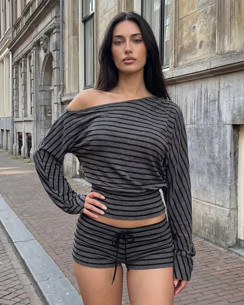 Stripe Batwing Loungewear Set sold by She Curve