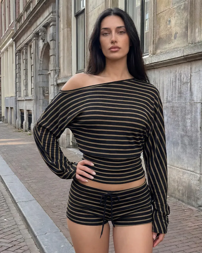 Stripe Batwing Loungewear Set sold by She Curve product image thumbnail 5