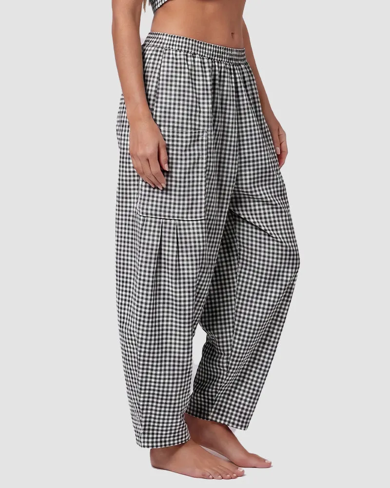 Plaid Wide-Leg Elastic Waist Pants sold by She Curve product image thumbnail 5