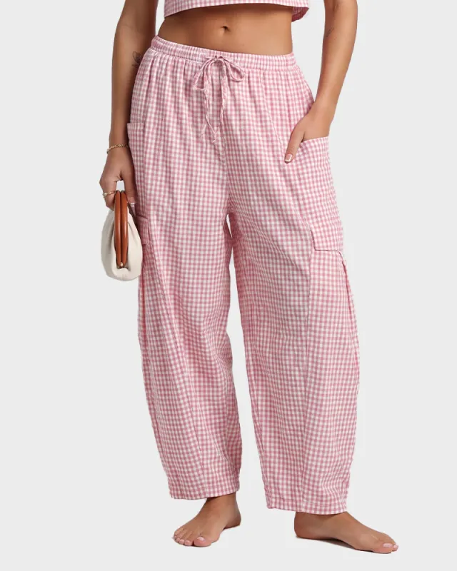 Plaid Wide-Leg Elastic Waist Pants made by She Curve